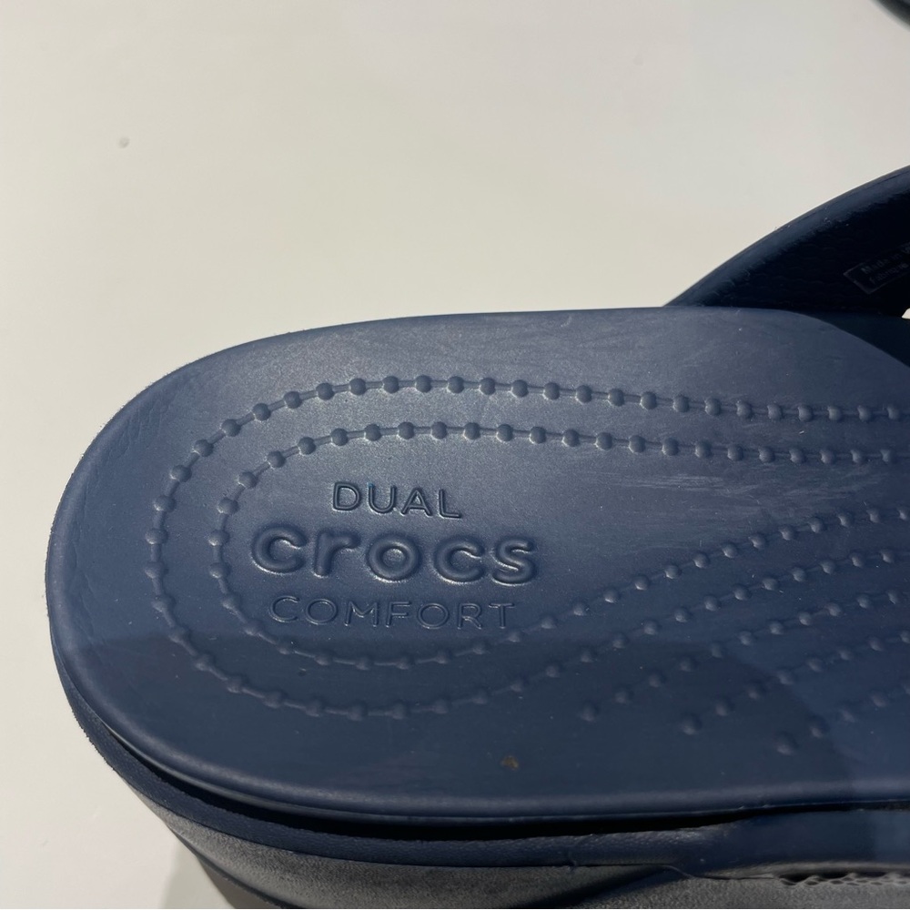 CROCS Monterey Women’s Beaded Stripe Wedge  Blue Sandals - Picture 15 of 15